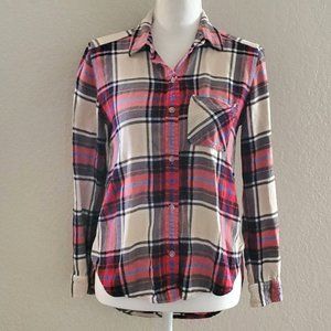 4/$20 AE Boyfriend Fit Plaid Button Flannel Shirt